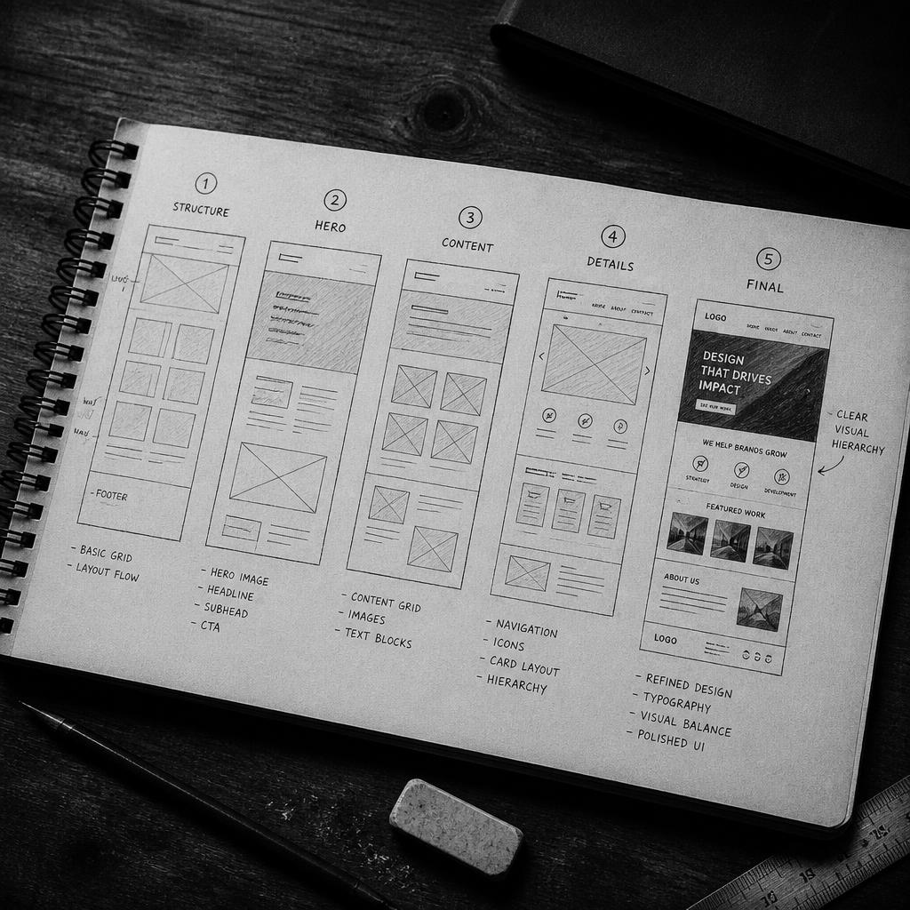 Wireframe-skiss